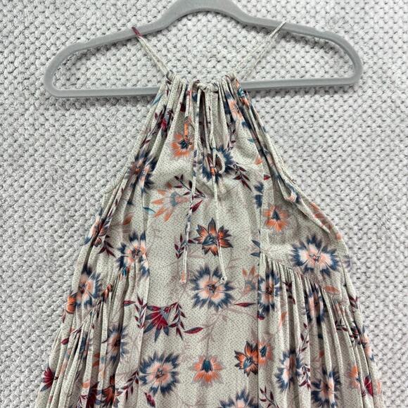 SocietyAmuse Dress XS Gray Floral Midi Halter A-Line Adjustable Strap Key Hole - Picture 6 of 13